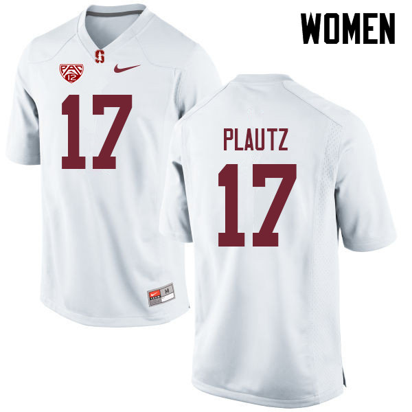 Women #17 Dylan Plautz Stanford Cardinal College Football Jerseys Sale-White - Click Image to Close